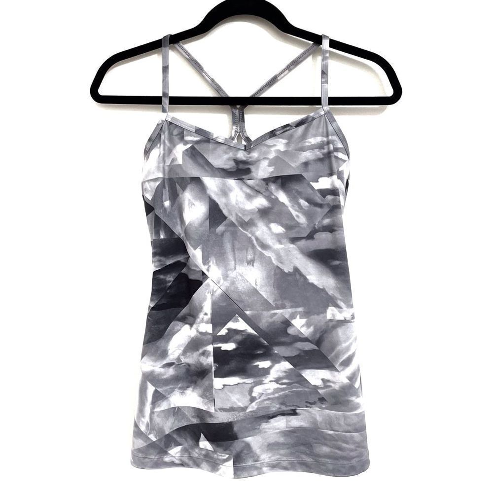 Lucy Tank Top Workout Tank With Built-In Bra Gray White Size Extra Small